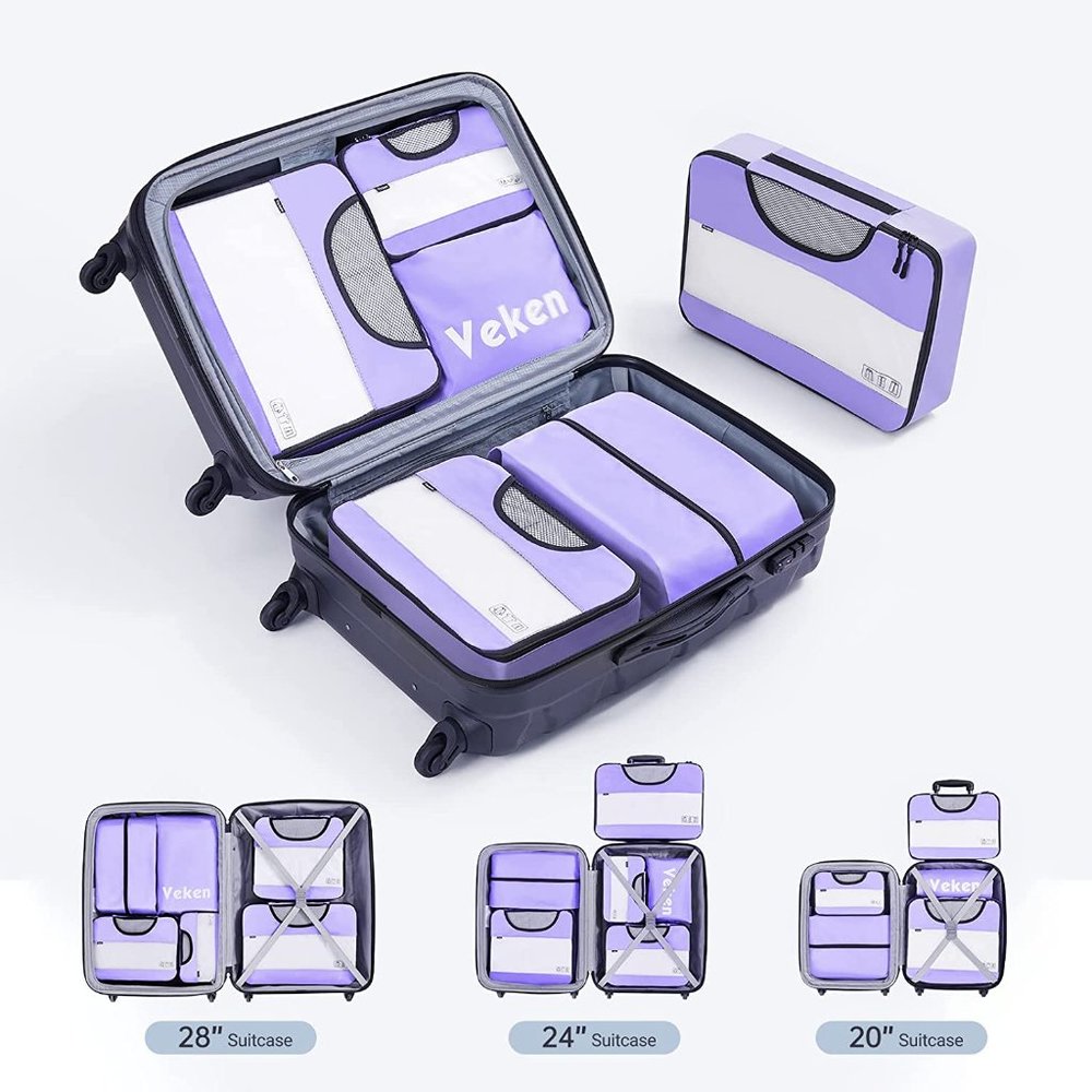 New  6 Set Packing Cubes, Travel Luggage Organizers with Laundry Bag & Shoe Bag - Picture 10 of 14
